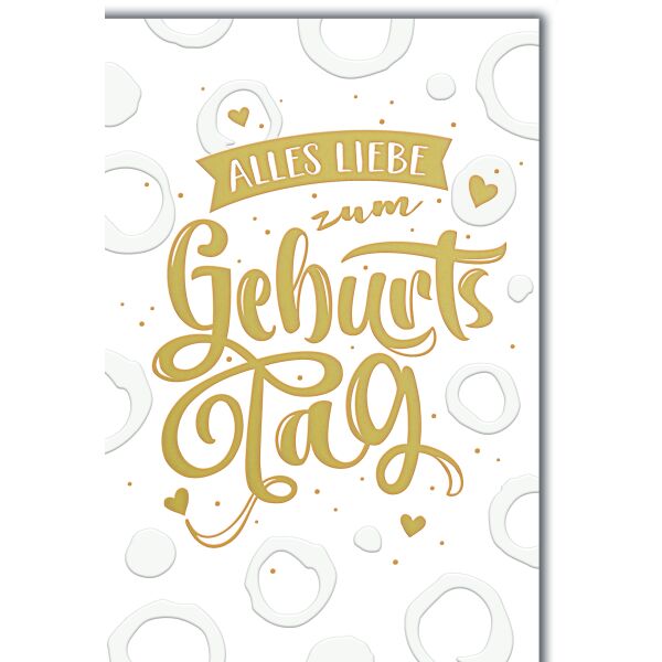 Geburtstag Glückwunschkarte mit Umschlag gold Alles Liebe zum Geburtstag mit Kringel