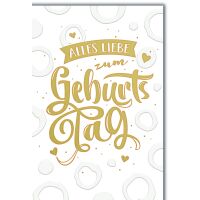 Geburtstag Glückwunschkarte mit Umschlag gold Alles...