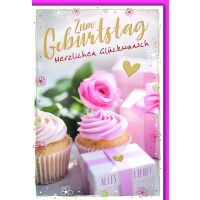 Geburtstag Glückwunschkarte mit Umschlag rosa...
