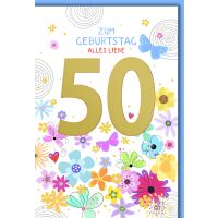 50. Geburtstag Glückwunschkarte mit Umschlag goldene...