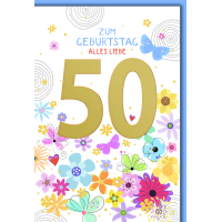 50. Geburtstag Glückwunschkarte mit Umschlag goldene...