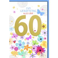 60. Geburtstag Glückwunschkarte mit Umschlag goldene...