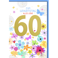 60. Geburtstag Glückwunschkarte mit Umschlag goldene...