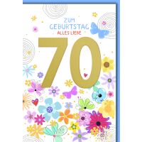70. Geburtstag Glückwunschkarte mit Umschlag goldene...