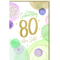 80. Geburtstag Glückwunschkarte mit Umschlag...