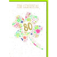 80. Geburtstag Glückwunschkarte mit Umschlag...