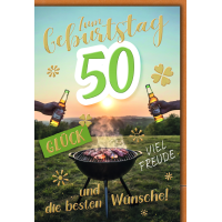 50. Geburtstag Glückwunschkarte mit Umschlag Grill...