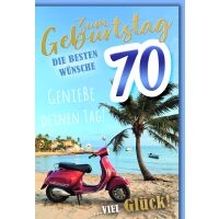 70. Geburtstag Glückwunschkarte mit Umschlag roter...