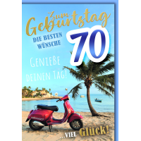 70. Geburtstag Glückwunschkarte mit Umschlag roter...