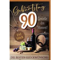 90. Geburtstag Glückwunschkarte mit Umschlag...