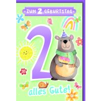 2. Geburtstag Glückwunschkarte mit Umschlag...