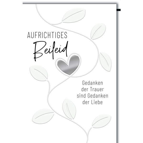 Trauer Kondolenz Beileidskarte mit Umschlag Aufrichtiges Beileid Beileid Zweig mit Herz Gedanken der Trauer sind Gedanken der Liebe