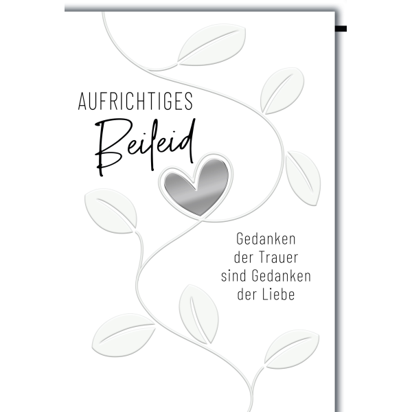 Trauer Kondolenz Beileidskarte mit Umschlag Aufrichtiges Beileid Beileid Zweig mit Herz Gedanken der Trauer sind Gedanken der Liebe
