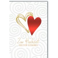 Hochzeitskarte mit Umschlag Rotes und goldenes Herz Zur...