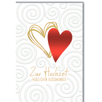Hochzeitskarte mit Umschlag Rotes und goldenes Herz Zur...