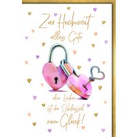Hochzeitskarte mit Umschlag Zwei Herzschlösser Die...