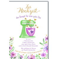 Hochzeitskarte mit Umschlag Rezept für eine gute Ehe...