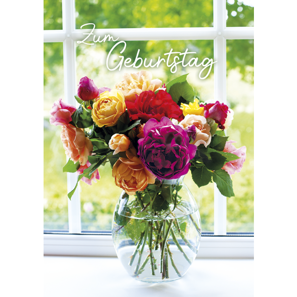 Geburtstag große A4 XXL Karte mit Umschlag Zum Geburtstag Blumen Rosen