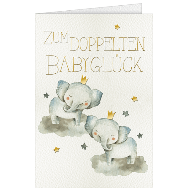 Geburt Zwillinge Glückwunschkarte mit Briefumschlag Zum doppelten Babyglück
