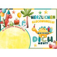Geburtstag Musikkarte Soundkarte A5 Dino Party Song Viele...