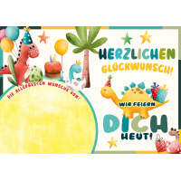 Geburtstag Musikkarte Soundkarte A5 Dino Party Song Viele...