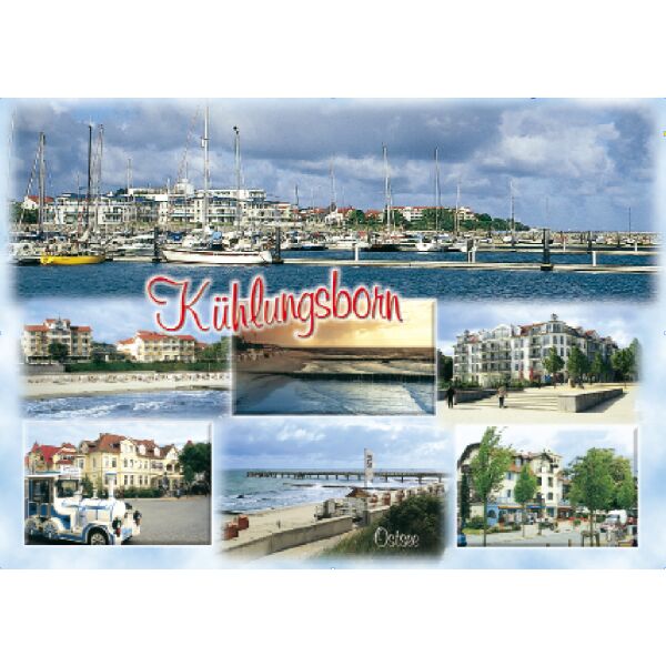 Kühlungsborn Postkarte Ansichtskarte 6 kleine Fotos Hafen Ostseebad