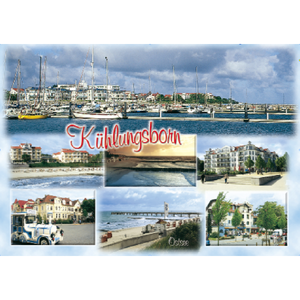 Kühlungsborn Postkarte Ansichtskarte 6 kleine Fotos Hafen Ostseebad