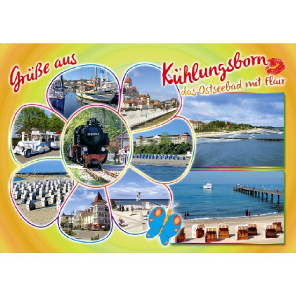 Kühlungsborn Postkarte Ansichtskarte Blume Bilder Grüße aus Ostseebad