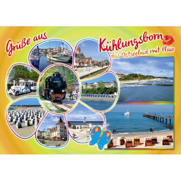 Kühlungsborn Postkarte Ansichtskarte Blume Bilder Grüße aus Ostseebad