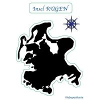 Insel Rügen Klebepostkarte Autoaufkleber weiß...
