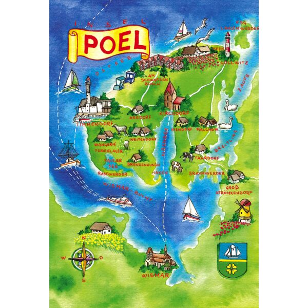 Insel Poel Magnet Landkarte Ostsee