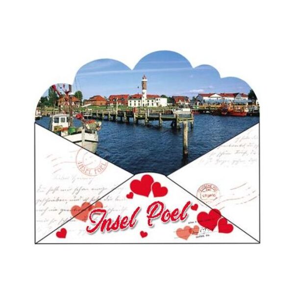 Insel Poel Magnet Briefform Herzen Ostseebad