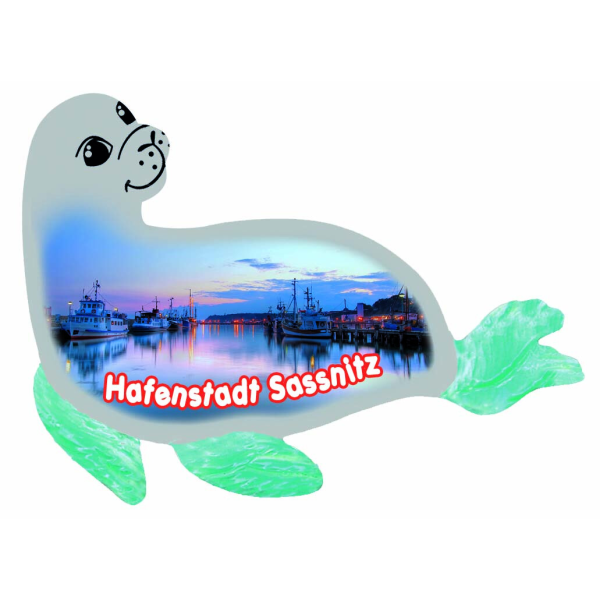 Sassnitz Magnet Seehund Insel Rügen Hafenstadt