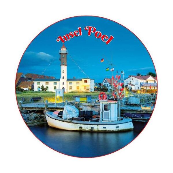 Insel Poel Magnet Magnetischer Teller Kreis Leuchtturm Ostseebad