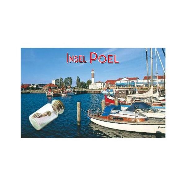Insel Poel Magnet mit kleiner Flasche Hafen Ostseebad