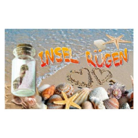 Insel Rügen Magnet mit kleiner Flasche Herzen...