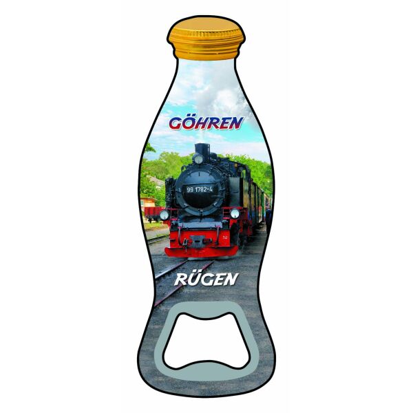 Göhren auf Rügen Flaschenöffner Magnet Flaschenform Eisenbahn