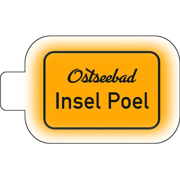 Insel Poel Schlüsselanhänger Leder weiß mit Ring Ortsschild Ostseebad