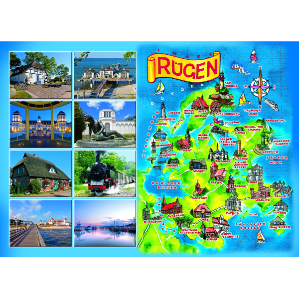 Insel Rügen Tischset Unterlage 44x32cm 4 Bilder Ostseeinsel