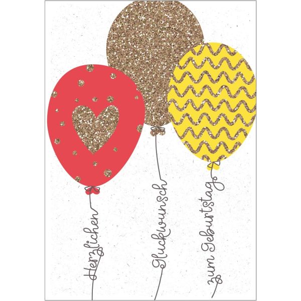 Geburtstag Glimmer Cards Soundkarte und Lichtkarte Luftballons Somewhere over the rainbow