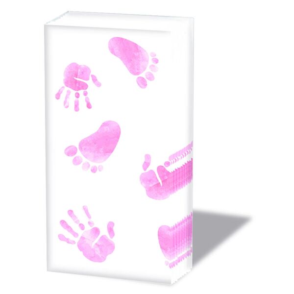 Taschentücher bedruckt 4lagig 21x22cm 10 Stück Babyfüße Babyhände Geburt Mädchen
