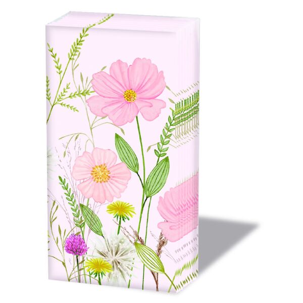 Taschentücher bedruckt 4lagig 21x22cm 10 Stück Blumen Pastelfarben pink