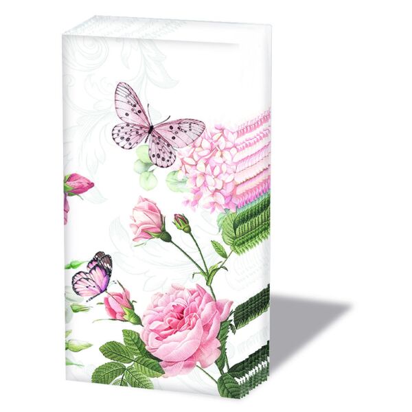 Taschentücher bedruckt 4lagig 21x22cm 10 Stück Amelia weiß Schmetterlinge
