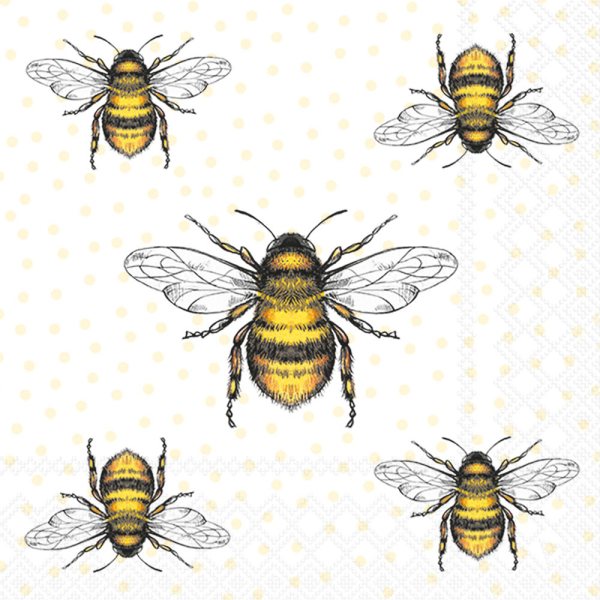 Servietten Cocktail 25x25cm 3-lagig 20 Stück Flying bees Bienen Ambiente-Servietten