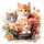 Servietten Cocktail 25x25cm 3-lagig 20 Stück Katzen in Körbchen mit Blüten KittenAmbiente-Servietten