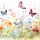 Servietten Cocktail 25x25cm 3-lagig 20 Stück Schmetterlinge Blumen Wiese weiß Ambiente-Servietten