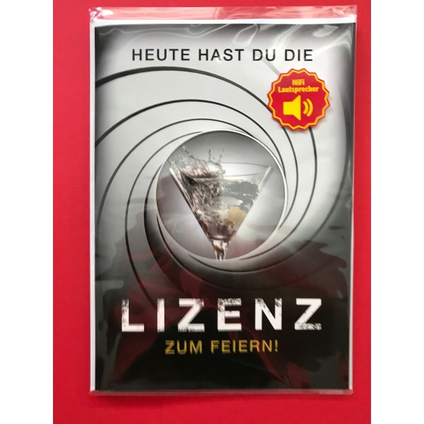 Geburtstag GreatCard Soundkarte A4 - James Bond Skyfall Lizenz zum feiern