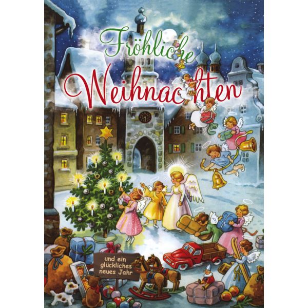 A Weihnachten Soundkarte A5 „Fröhliche Weihnachten“ Engel Weihnachtsbaum