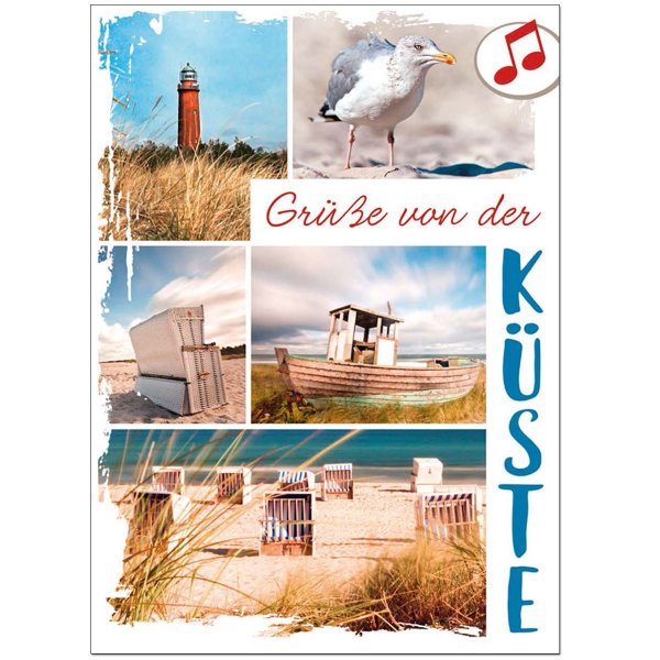 Allgemeine Wünsche - Soundkarte A5 im Format 14,8 x 21 cm - „Grüße von der Küste“