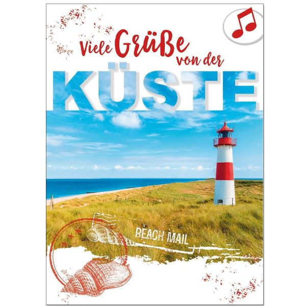 Allgemeine Wünsche - Soundkarte A5 im Format 14,8 x 21 cm - „Viele Grüße von der Küste“